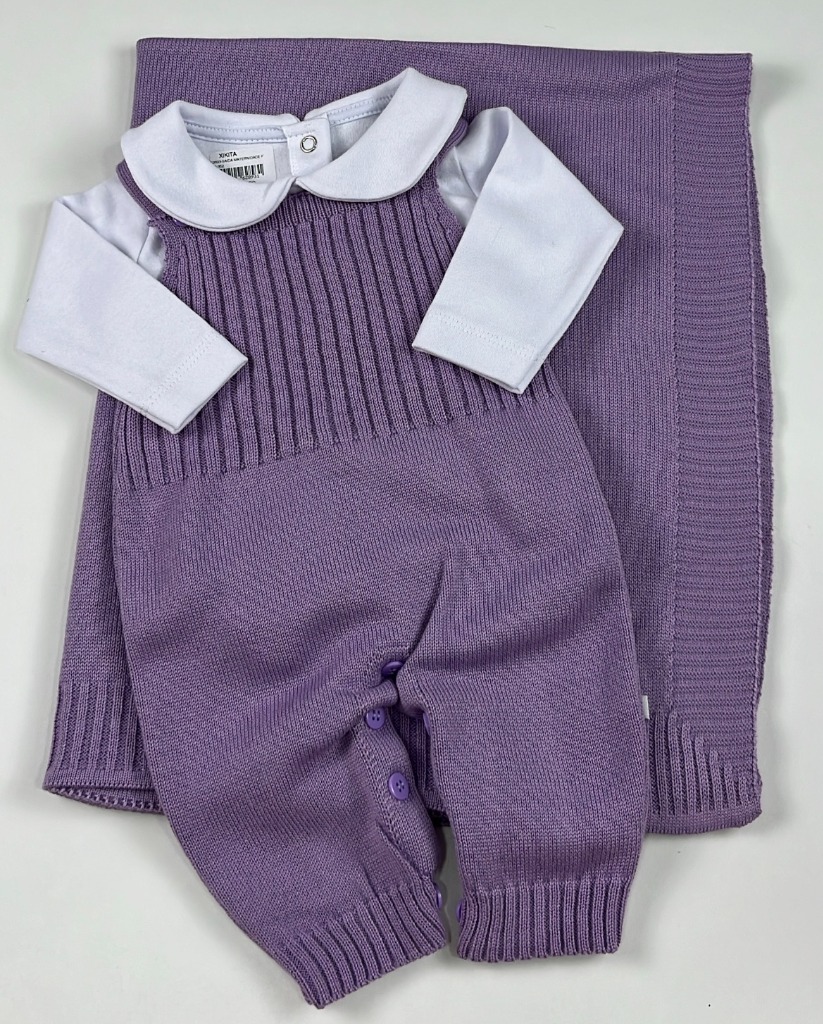 Kit Saída de Maternidade Tricô Lilás Xikita