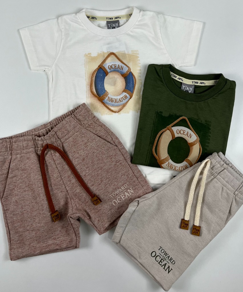 Kit Camiseta e Bermuda Tiny Joy Ocean